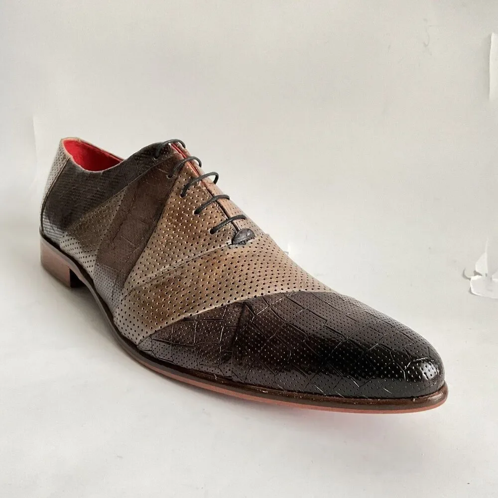 Melvin & Hamilton Leather Patchwork Point-toe Oxfords Brown Men 46